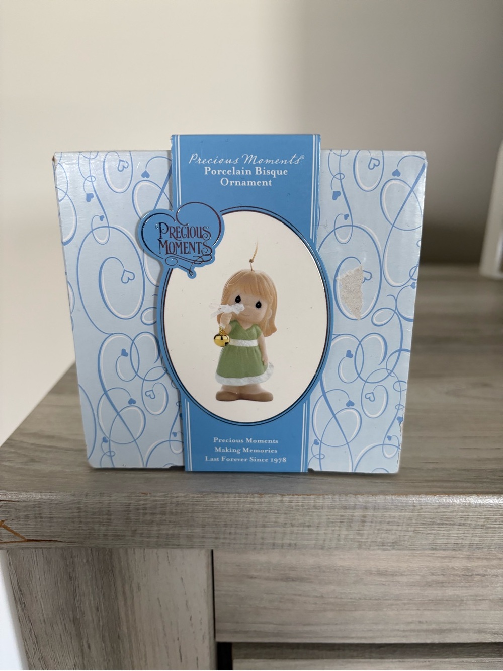 Precious Moments Ornament “Be of Good Cheer” in Box EUC Porcelain Bisque Bell